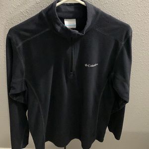 Blue 1/4 zip Columbia Sportswear light fleece.